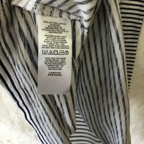 LOFT Blue Striped Floral Split Neck Tee - Picture 8 of 11